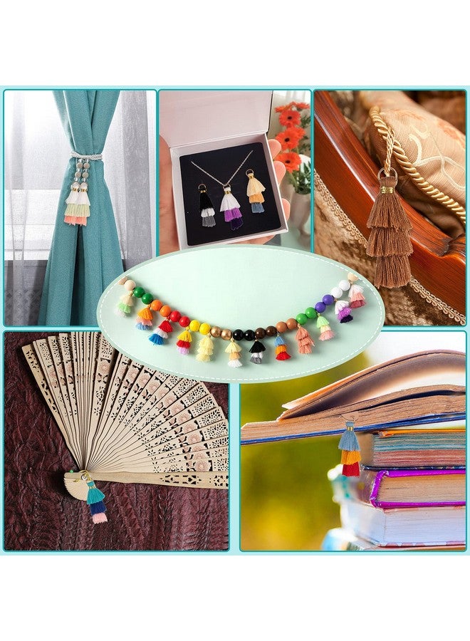 Dingion 100Pcs Tiny Tri Layered Keychain Tassels Mini Tassel Craft Jewelry Making Tassel For Earring Bookmark(Classic Color) - Image 3