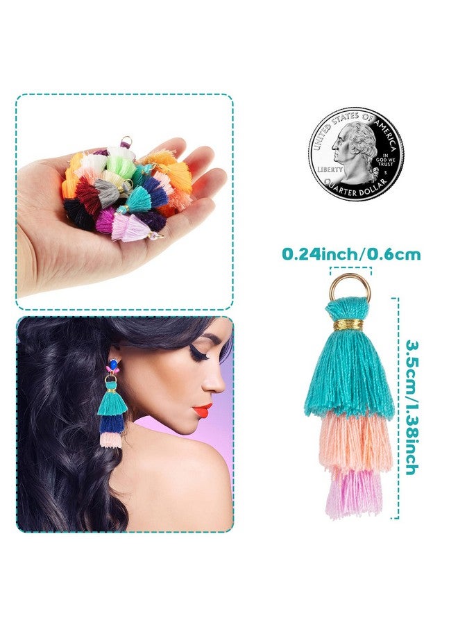 Dingion 100Pcs Tiny Tri Layered Keychain Tassels Mini Tassel Craft Jewelry Making Tassel For Earring Bookmark(Classic Color) - Image 5