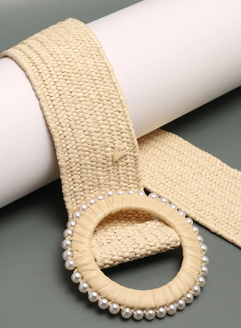 صوص هاوت حزام خصر كريمي بنقوش