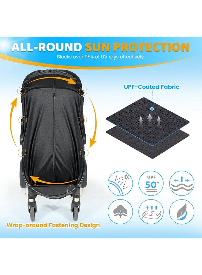 Orzbow Stroller Sun Shade, Universal Sun Shade for Stroller with Two-Way Zip, Breathable Baby Sun Shade Cover Blocks 95% UV (UPF 50+), Stable & Portable, Easy to Use, Black - Image 2