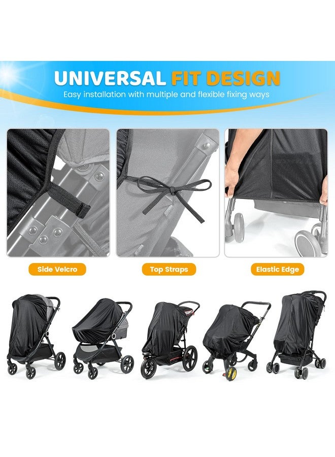 Orzbow Stroller Sun Shade, Universal Sun Shade for Stroller with Two-Way Zip, Breathable Baby Sun Shade Cover Blocks 95% UV (UPF 50+), Stable & Portable, Easy to Use, Black - Image 5