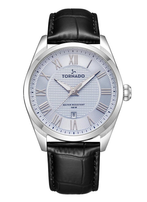 Men's Leather Analog Watch T8007-SLBL - 42x48 mm