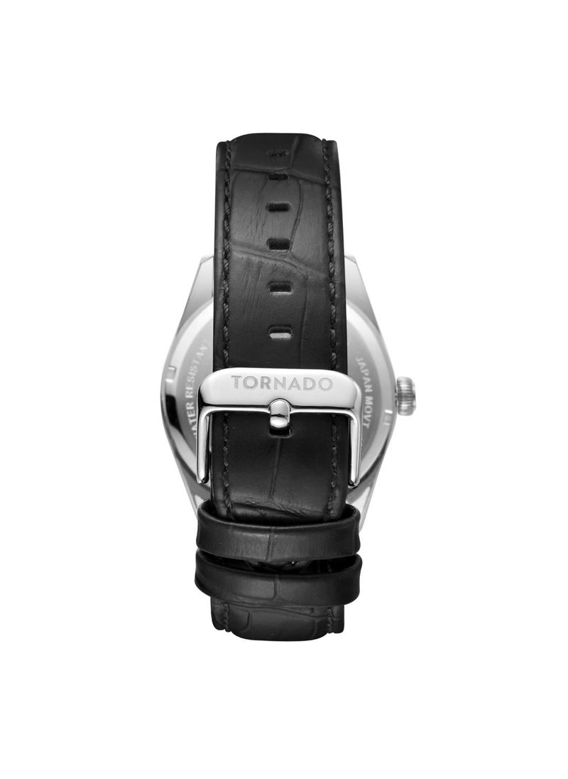 Men's Leather Analog Watch T8007-SLBL - 42x48 mm