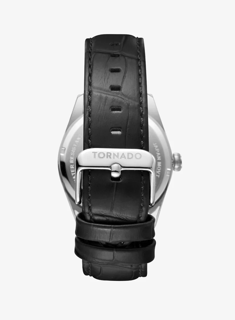 Tornado Spa Blue Men's Genuine Leather with crocodile pattern 3H with date Display Watch T8007-SLBL - 42mm mm for Men | Best Price UAE