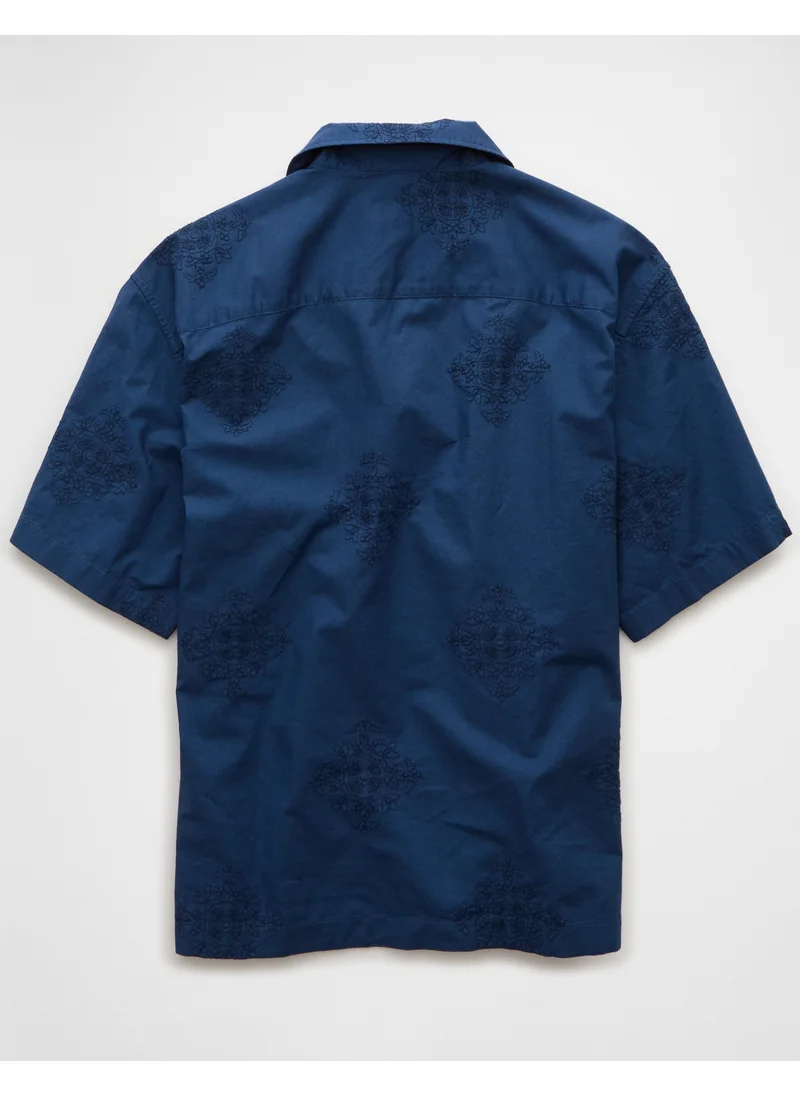 American Eagle AE Poolside Printed Button-Up Shirt