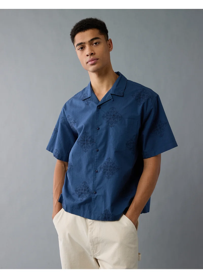 American Eagle AE Poolside Printed Button-Up Shirt