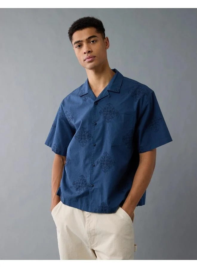 American Eagle AE Poolside Printed Button-Up Shirt