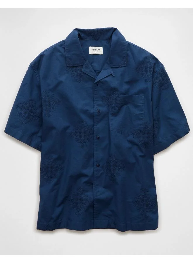 American Eagle AE Poolside Printed Button-Up Shirt