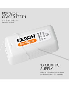 REACH REACH Dentotape Waxed Dental Floss Tape, Unflavored, Extra Wide Floss, Shred & Frey Resistant, Plaque Remover for Teeth, Easy on Gums & Teeth, Oral Care, PFAS Free, for Adults & Kids, 1 Pack, 100 yd  - Image 4
