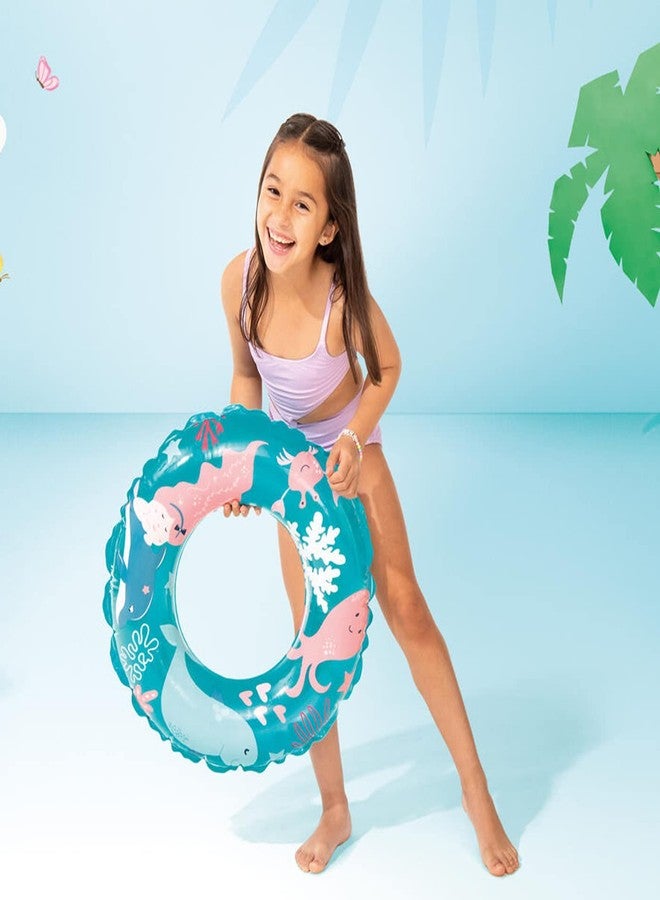 إيكان حلقة سباحة للأطفال مطبوعة برسومات كرتونية من إيكان، عوامة حمام سباحة دائرية قابلة للنفخ، ألعاب مائية صيفية، حلقة لتعليم السباحة للبنات والأولاد (حلقة سباحة 1) - Image 1