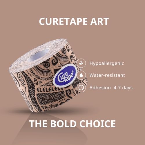 CureTape Art | Kinesiology Tape for Body Pain | Elastic Therapeutic | Waterproof Athletic | Long-Lasting Medical K (Tattoo) - Image 2