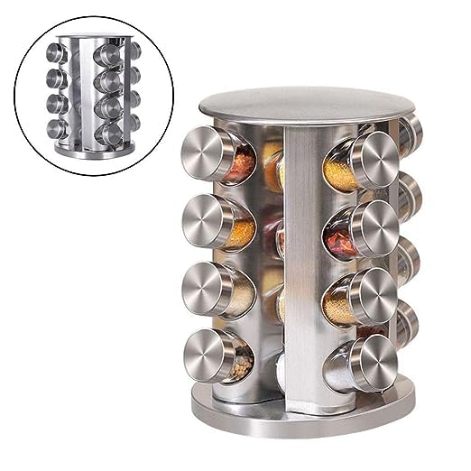 Olpad Stainless Steel Jars Rotating Spice Jar Rack Set Seasoning Stand Holder Condiment Salt Pepper Shaker Kitchen Tools - Image 2