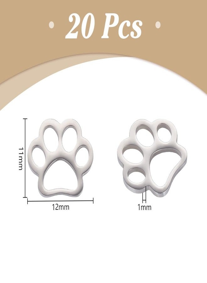 UNICRAFTALE 20Pcs Dog Paw Print Charm Hollow Metal Charm Pendants Stainless Steel Charms Animal Footprint Charms Animal Cat Dog Paw Print Charms for DIY Jewelry Necklace Bracelet Making - Image 3
