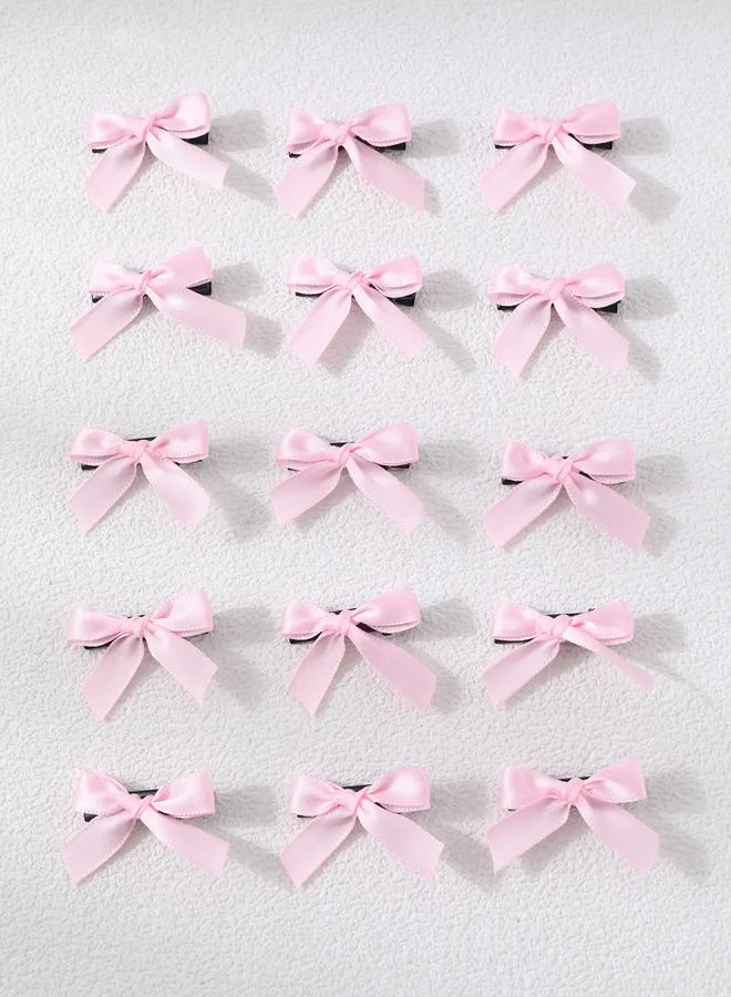 Take Two Pack of 15 - Embellished Pink Bow Hair Clips