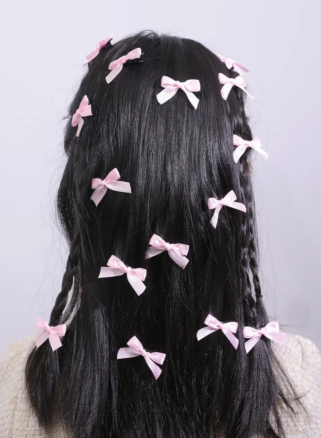Take Two Pack of 15 - Embellished Pink Bow Hair Clips