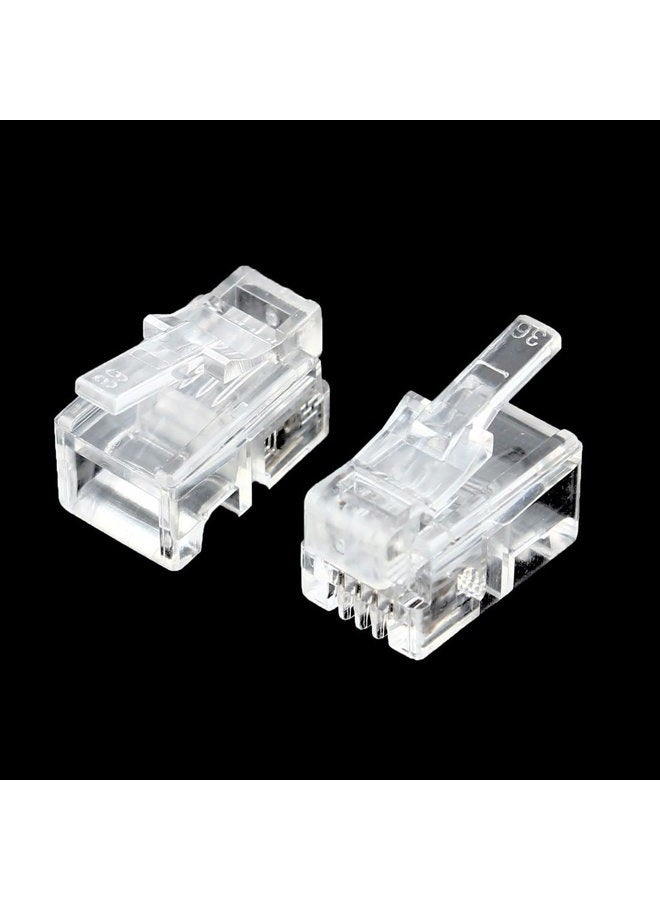 uxcell 4 قطع موصل RJ10 4P4C شفاف لكابل الهاتف - Image 2