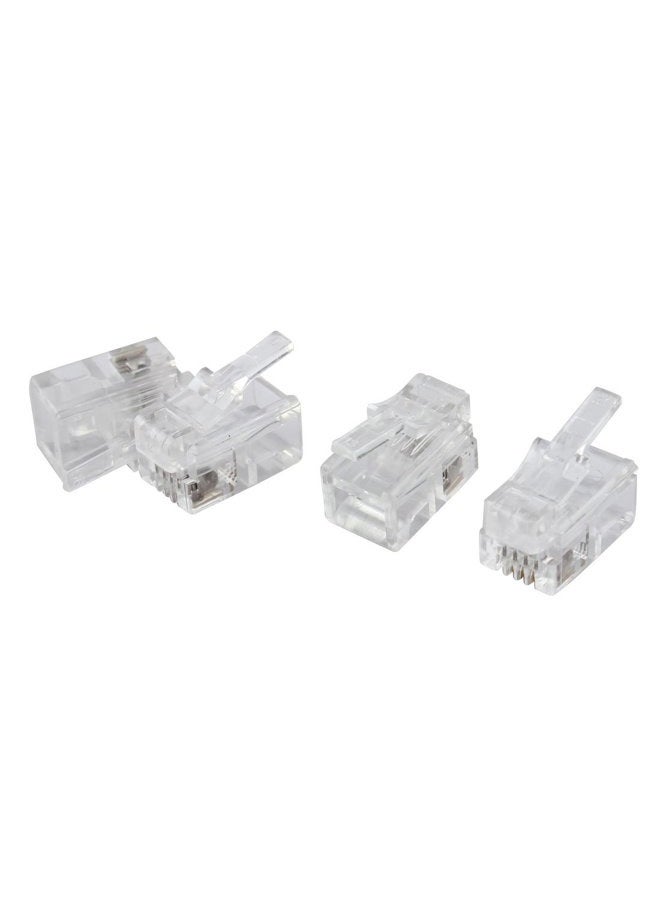 uxcell 4 قطع موصل RJ10 4P4C شفاف لكابل الهاتف - Image 1