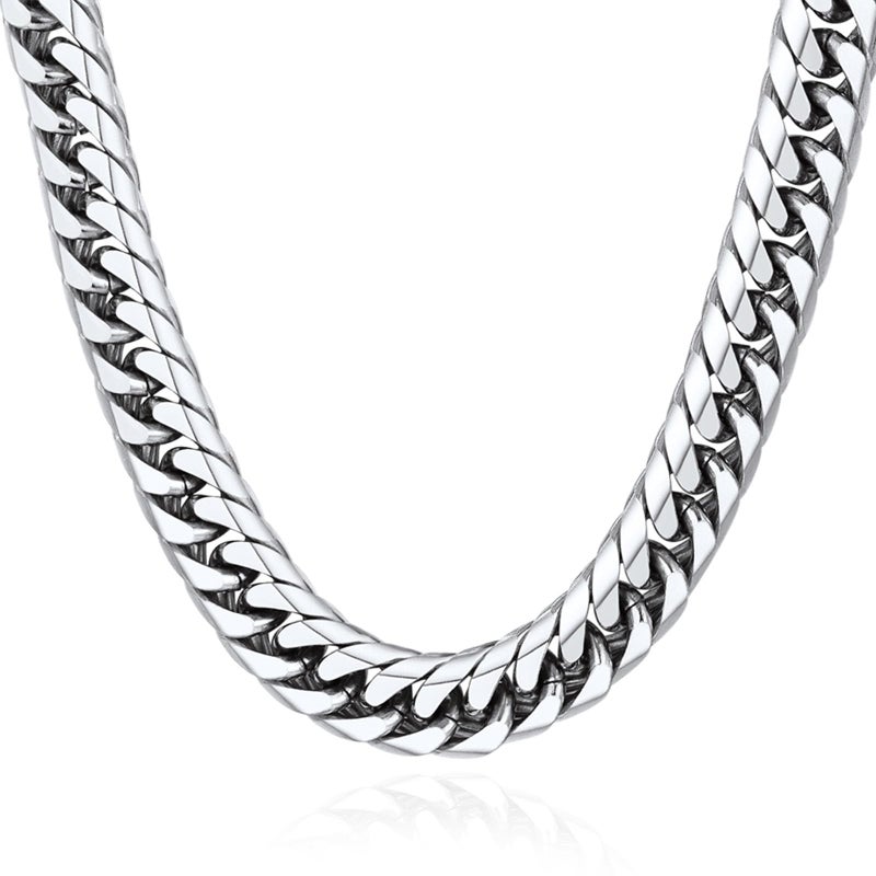 U7 Men's Big Chain 12MM Wide 22" Stainless Steel Franco Curb Necklace Hip Hop Punk Jewelry Cuban Link Chain for Men Women - Image 1