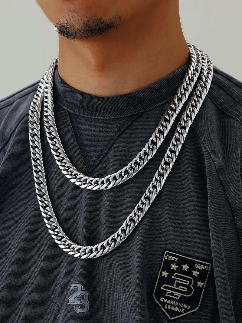 U7 Men's Big Chain 12MM Wide 22" Stainless Steel Franco Curb Necklace Hip Hop Punk Jewelry Cuban Link Chain for Men Women - Image 3
