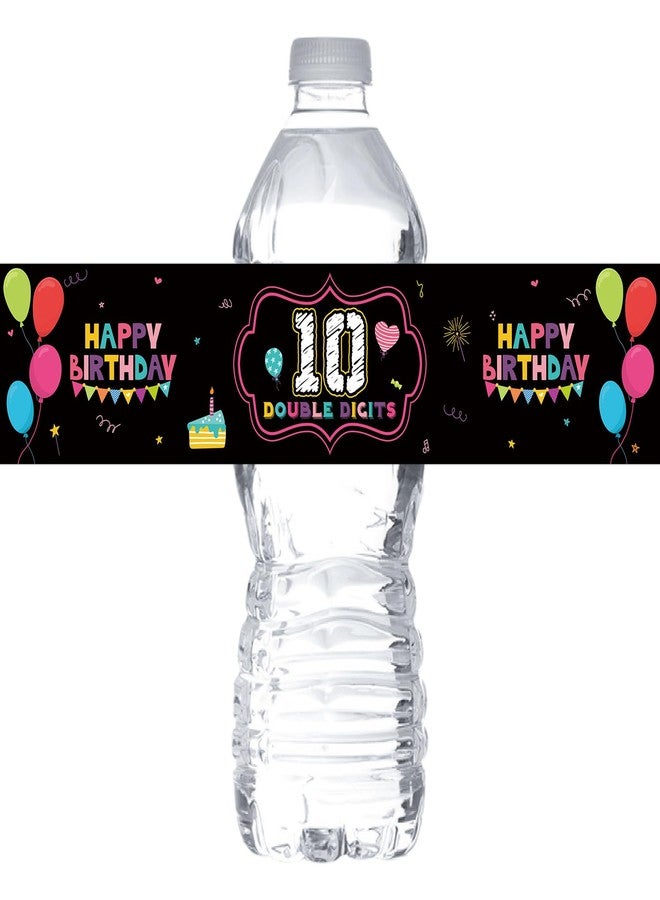 MonMon & Craft Double Digits 10 Water Bottle Labels Stickers/Happy 10th Birthday Bottle Wrappers/Happy Birthday Party Water Labels Decorations Supplies (Set of 32) - Image 1