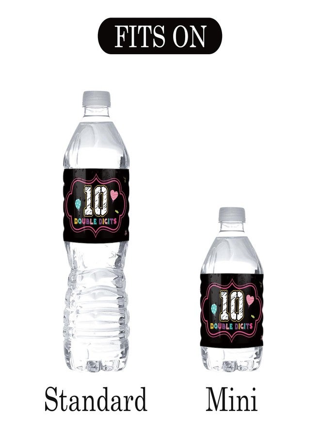 MonMon & Craft Double Digits 10 Water Bottle Labels Stickers/Happy 10th Birthday Bottle Wrappers/Happy Birthday Party Water Labels Decorations Supplies (Set of 32) - Image 3