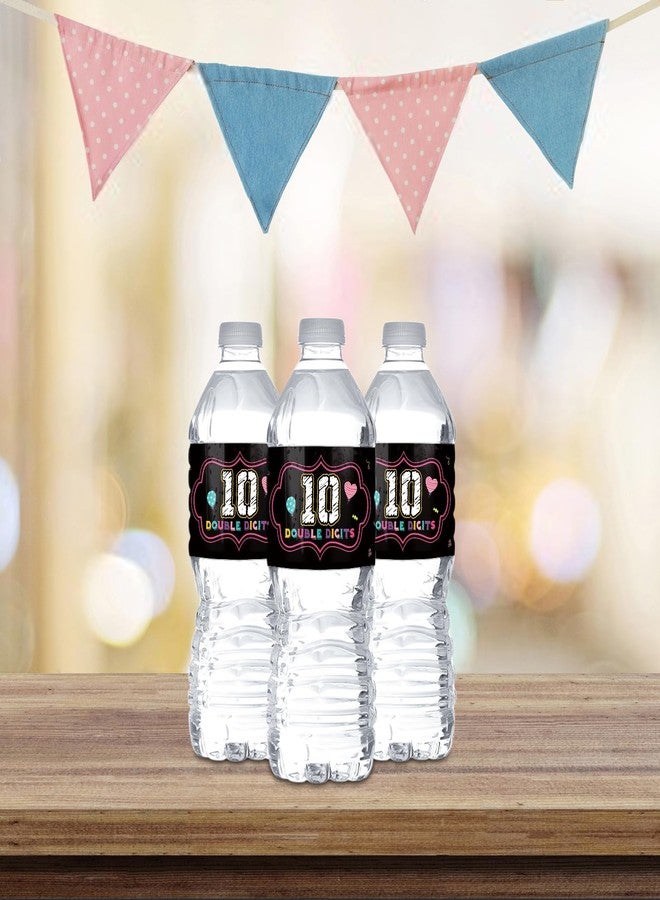 MonMon & Craft Double Digits 10 Water Bottle Labels Stickers/Happy 10th Birthday Bottle Wrappers/Happy Birthday Party Water Labels Decorations Supplies (Set of 32) - Image 5