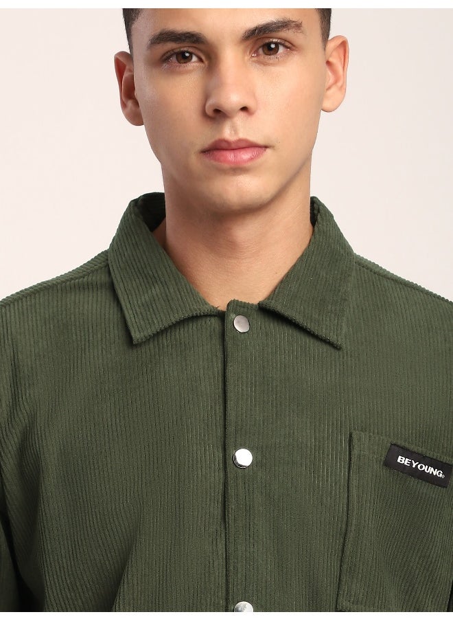 Beyoung Olive Corduroy Shacket  - Image 1