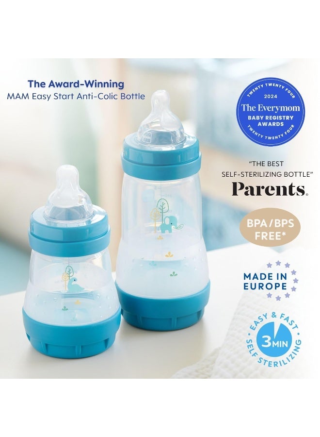 MAM 9oz Easy Start Anti-Colic Baby Bottles, Medium Flow with Bonus Fast Flow Nipple, Breastfeeding-Like Silicone, Reduces Colic and Gas, Easy-to-Clean, BPA-Free, 2 Plus Months - Image 2