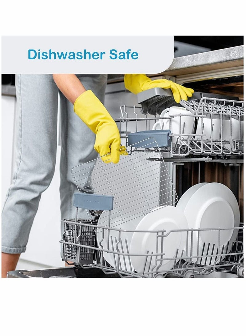 SYOSI 2 Pack Cooling Rack for Baking Stainless Steel Heavy Duty Wire Rack Baking Rack 11.8 9 in Cooling Racks for Cooking Fits Quarter Sheet Pan Small Toaster Oven Dishwasher Safe - Image 5