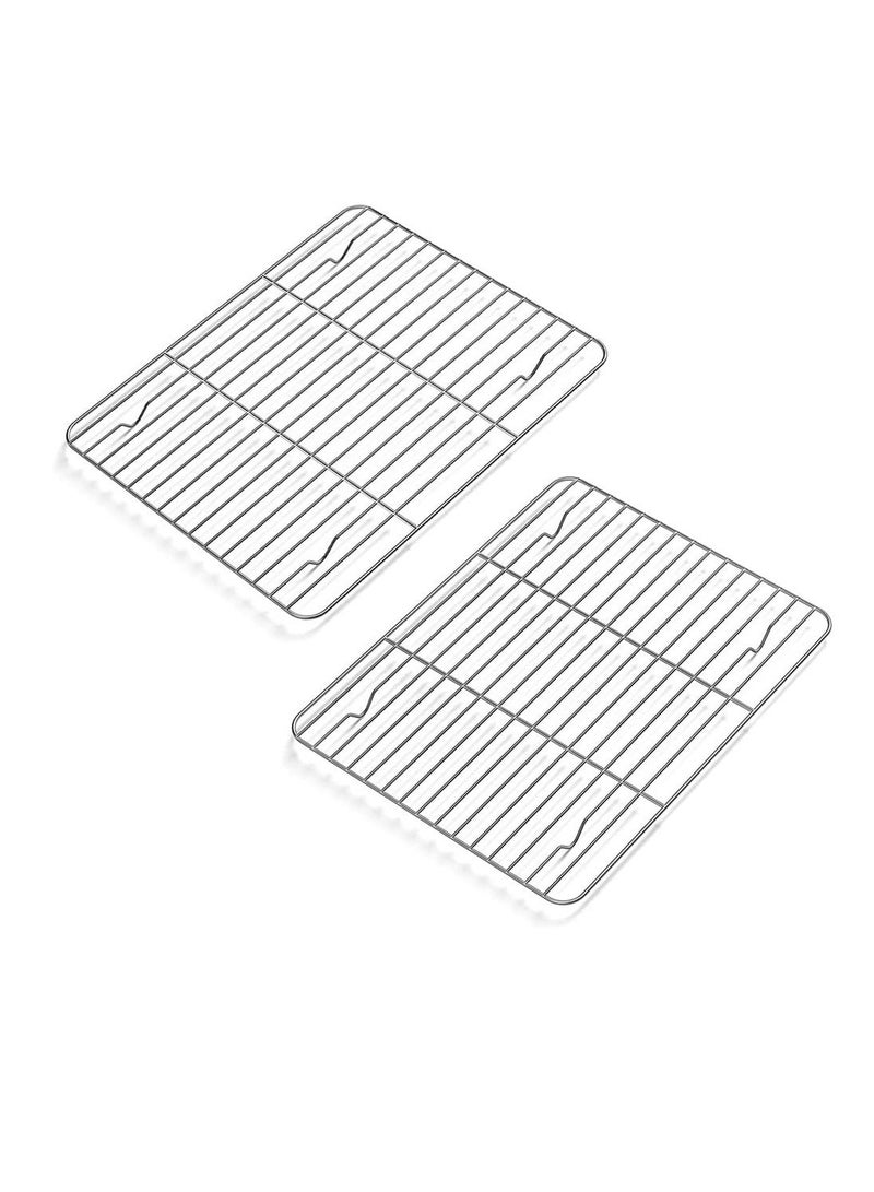 SYOSI 2 Pack Cooling Rack for Baking Stainless Steel Heavy Duty Wire Rack Baking Rack 11.8 9 in Cooling Racks for Cooking Fits Quarter Sheet Pan Small Toaster Oven Dishwasher Safe - Image 1