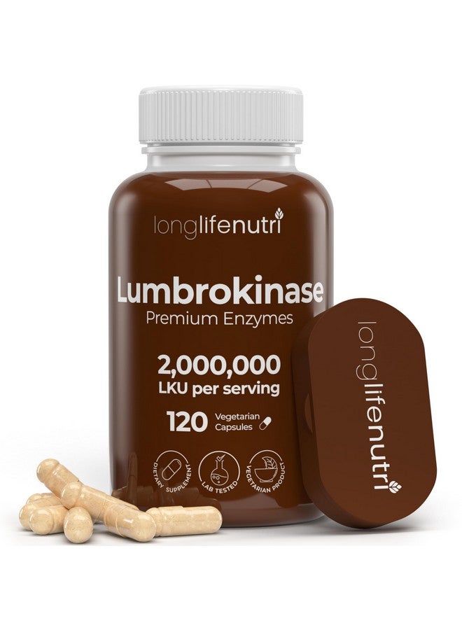 LongLifeNutri Lumbrokinase 100mg - Maximum Activity 2,000,000 Units Per Serving, 120 Vegetarian Capsules, 2-Month Supply, Natural Enzyme Supplement for Circulatory Health, Lab Tested, Made in USA - Image 1