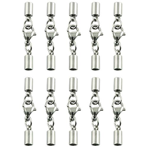 Tegg Leather Cord End Cap 10PCS 3mm Stainless Steel End Caps with Lobster Clasps for Jewelry Making and DIY Craft - Image 5