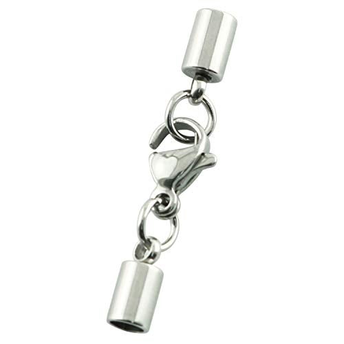 Tegg Leather Cord End Cap 10PCS 3mm Stainless Steel End Caps with Lobster Clasps for Jewelry Making and DIY Craft - Image 2