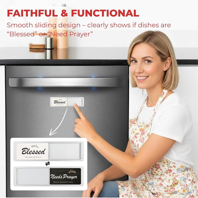TLOEP Dishwasher Magnet Clean Dirty Sign - Faith Kitchen Decor Slide Indicator, Farmhouse Style, Religious Housewarming Gift for Christian Women Mom - Image 3