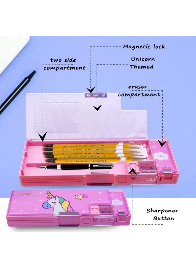 فنبلاست صندوق أقلام متعدد الوظائف من فن بلاست للأطفال، صندوق أقلام يونيكورن، صندوق أقلام للأطفال للبنات، صندوق أقلام مغناطيسي للبنات، حقيبة أقلام للبنات، صندوق أقلام منبثق، هدايا إرجاع يونيكورن للأطفال - Image 4