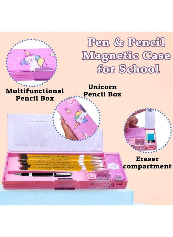 فنبلاست صندوق أقلام متعدد الوظائف من فن بلاست للأطفال، صندوق أقلام يونيكورن، صندوق أقلام للأطفال للبنات، صندوق أقلام مغناطيسي للبنات، حقيبة أقلام للبنات، صندوق أقلام منبثق، هدايا إرجاع يونيكورن للأطفال - Image 3