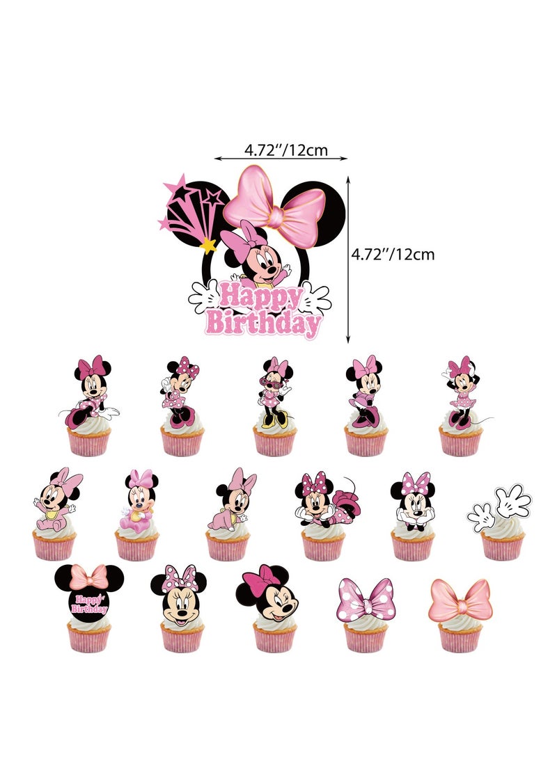 Minnie Mouse Balloon Party Kit with Happy Birthday Banner, Cake Decoration, Tablecloth Background Tableware Set, Perfect for Graduation Baby Shower Birthday Bachelor Party Background Decoration - Image 4