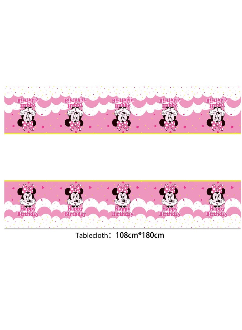 Minnie Mouse Balloon Party Kit with Happy Birthday Banner, Cake Decoration, Tablecloth Background Tableware Set, Perfect for Graduation Baby Shower Birthday Bachelor Party Background Decoration - Image 2