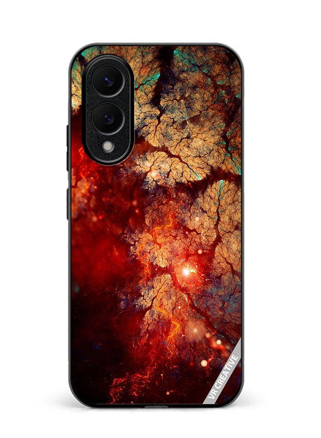 VR CREATIVE Protective Case Cover For Samsung Galaxy S25 Edge Abstract, Fractal, Shine, Bright Red Design Multicolour