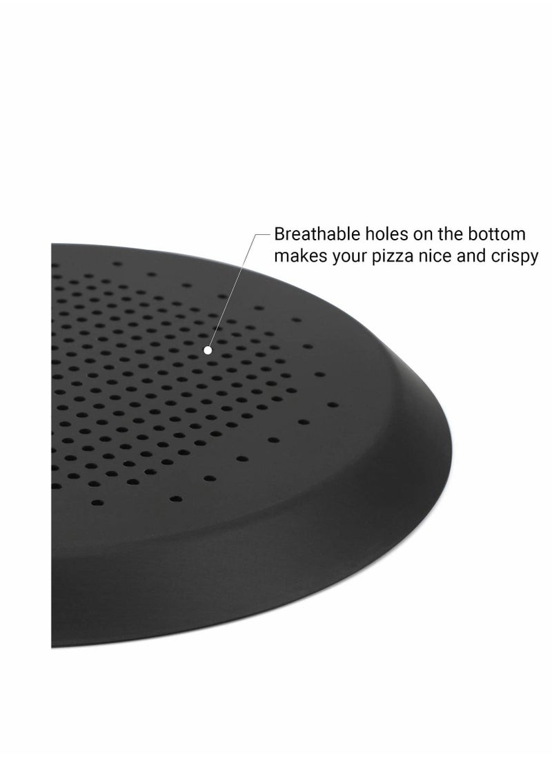 SYOSI - Pizza Pan with Holes, 10 inch Pizza Crisper Cooking Pan, Thickened Steel Pizza Tray for Oven, Round Perforated Baking Pan for Home & Restaurant Kitchen Cooking Tool - Image 1