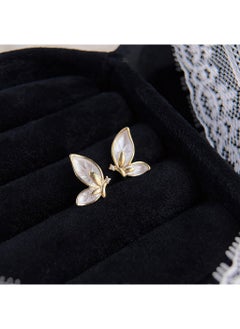 Chic Zircon Butterfly Stud Earrings Fashionable Simple small butterfly-silver needle