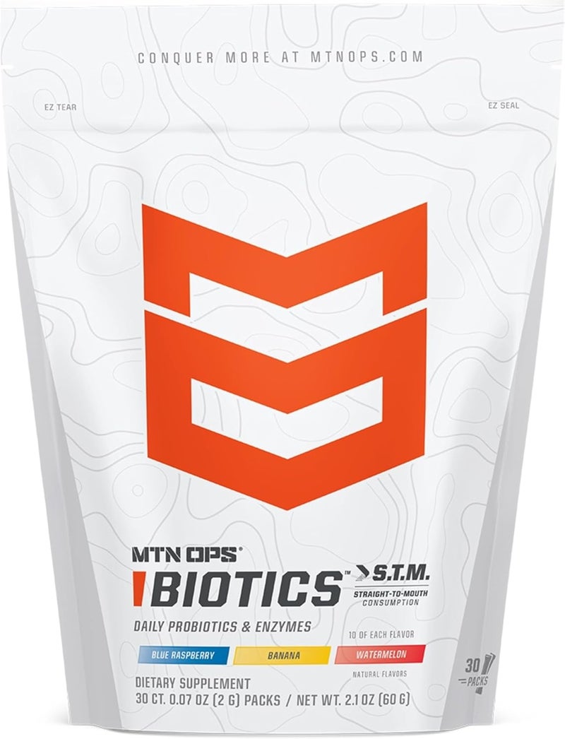 MTN OPS Biotics STM Probiotic Supplement for Gut Health Digestion  Immunity Support  SugarFree Natural Flavor Variety Pack 30 Servings  Best Probiotics for Digestive Health  Immune System - Image 1
