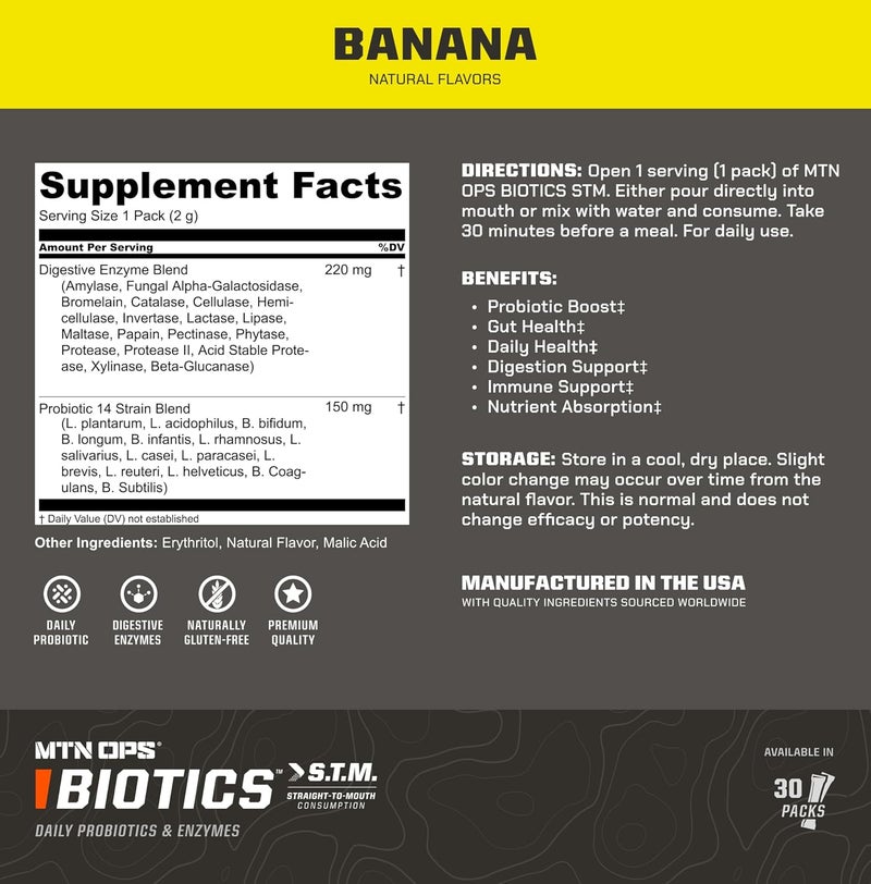MTN OPS Biotics STM Probiotic Supplement for Gut Health Digestion  Immunity Support  SugarFree Natural Flavor Variety Pack 30 Servings  Best Probiotics for Digestive Health  Immune System - Image 5