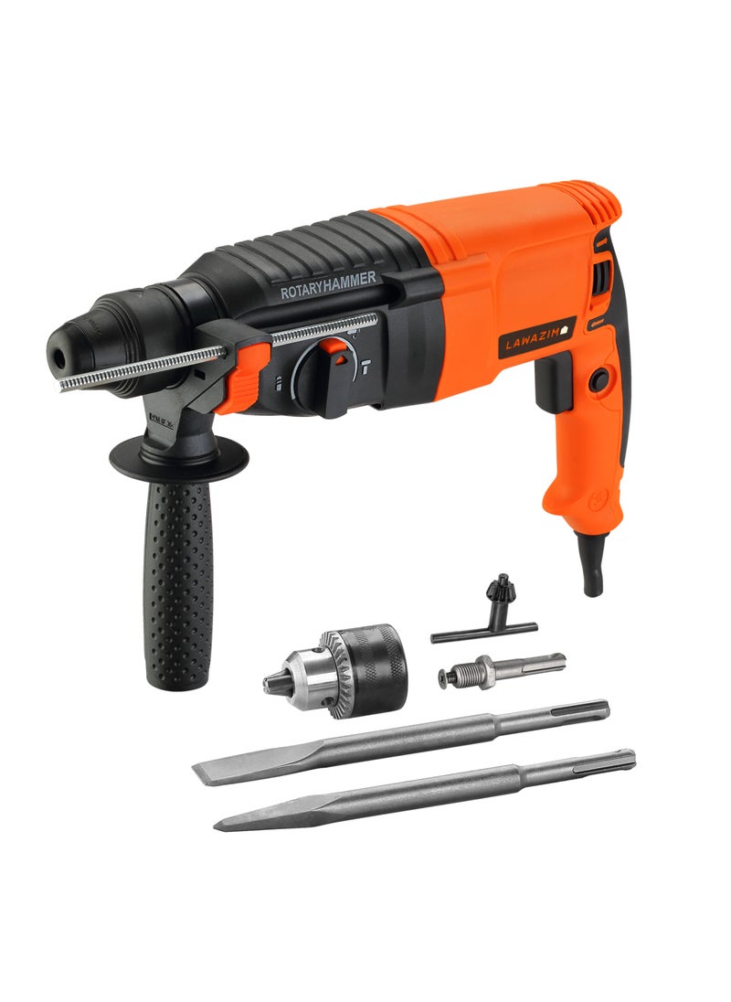 LAWAZIM - Rotary Hammer Drill -26MM 800W- Precision Industrial High-Power Corded Percussion Demolition Drill with Chisel Function for Remodeling Construction on Wood Metal Stone Concrete and Construction - Image 1