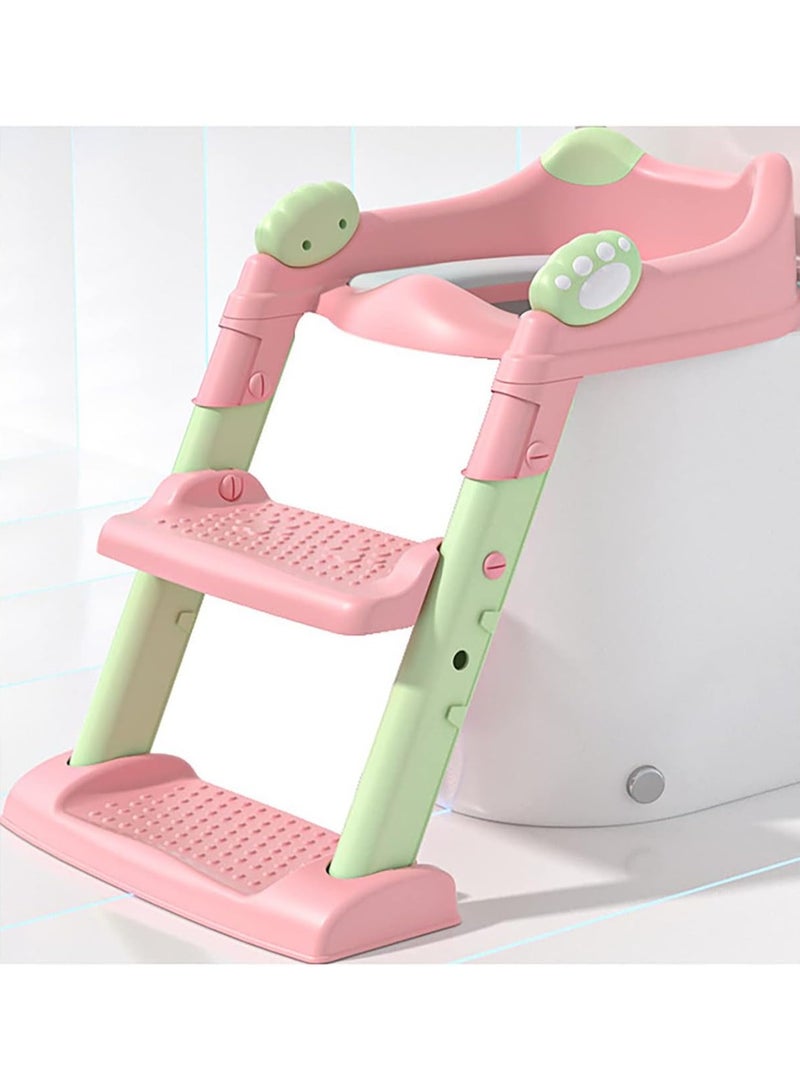 Arabest Potty Training Seat with Step Stool Ladder, Potty Training Toilet for Kids Boys Girls, Toddlers - Comfortable and Safe Potty Seat with Non-Slip Pad (Pink) - Image 1