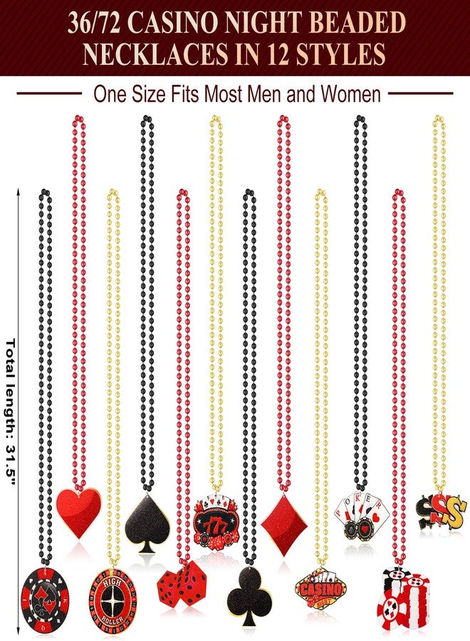 Ferreve Casino Night Beaded Necklaces Bulk 12 Styles Casino Dice Dollar Sign Necklaces Gold Red Black Beaded Necklace for Casino Birthday Party Favors Supplies (72) - Image 3