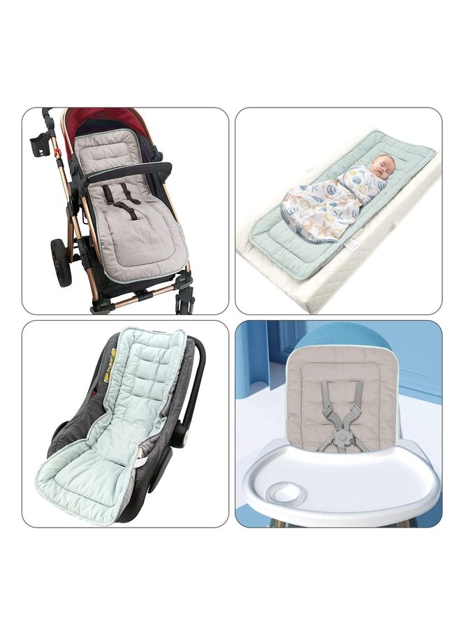 1PCS Stroller Cushion, Infant Car Seat Insert-Universal Breathable and Soft Newborn Stroller Mat-Cotton Cover Toddler Seat Pad Liner for Stroller, 34x78cm(Color:Green) - Image 4