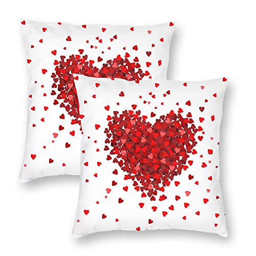 Aitukang Valentines Pillow Covers 18x18 Set of 2 Red Heart Valentine's Day Throw Pillow Cases Home Decorations Cushion Cover for Couch Sofa Bed Farmhouse - Image 1