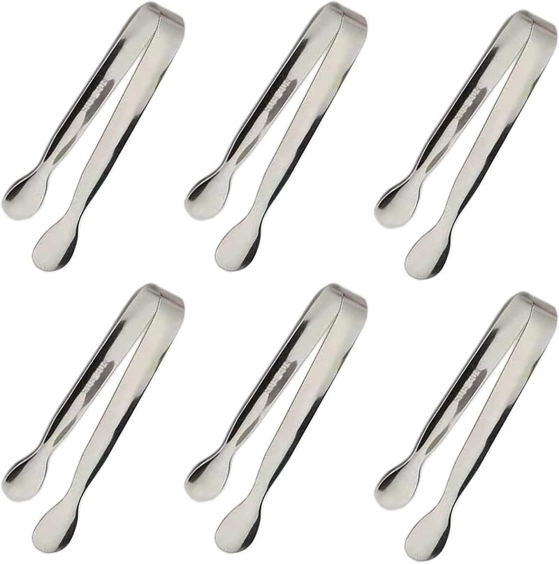 Sunenlyst 6PCS Ice Tongs Mini Sugar Tongs 4.25Inch Stainless Steel Small Serving Tong, Tiny Kitchen Tong for Appetizers,Tea Party, Coffee Bar, Desserts by (Silver) - Image 1