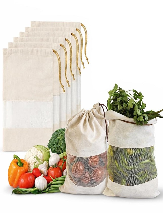 REWOP Vegetable Bag for Fridge, Reusable Fridge Storage Bags, Washable Cloth Bags for Fruits & Vegetables, Muslin Reusable Washable & Multipurpose use Cloth Bags with Drawstrings (13 x 10 Inch- 8 pcs) - Image 1